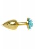Korek analny z różą Jewellery Gold PLUG ROSE- Light Blue